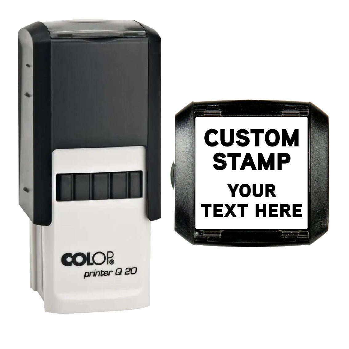 20mm Square - Personalised Custom Made Self - Inking Business Company Address Rubber Ink Stamp