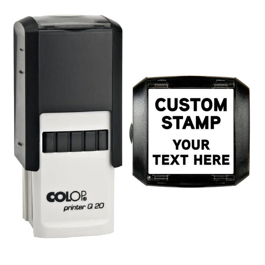 20mm Square - Personalised Custom Made Self - Inking Business Company Address Rubber Ink Stamp