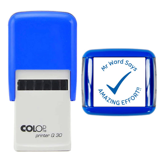 30mm Round Self - Inking Rubber Stamp – Perfect for Teachers, School, and Education Use – Personalised and Custom Made Design - Amazing Effort