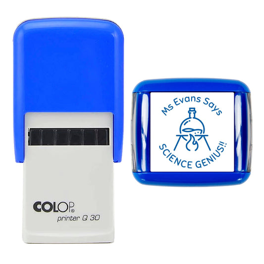 30mm Round Self - Inking Rubber Stamp – Perfect for Teachers, School, and Education Use – Personalised and Custom Made Design - Science