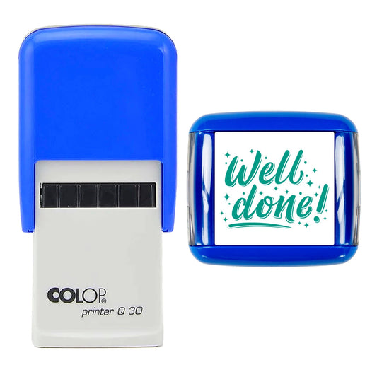 30mm Round Self - Inking Rubber Stamp – Perfect for Teachers, School, and Education Use – Personalised and Custom Made Design - Well Done!