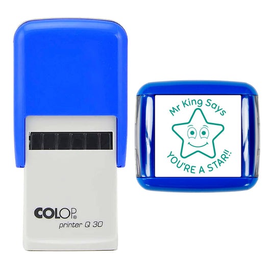30mm Round Self - Inking Rubber Stamp – Perfect for Teachers, School, and Education Use – Personalised and Custom Made Design - You're a star!!