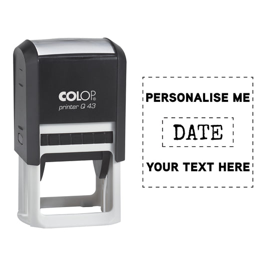Date Stamp - Self Inking - Personalised - 43 x 43 mm - Up to 6 lines of text