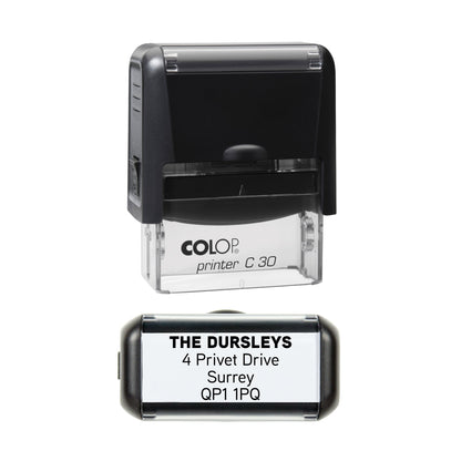 48 x 18mm - Custom Made Self - Inking Rubber Stamp - Up to 5 Lines of Personalised Text