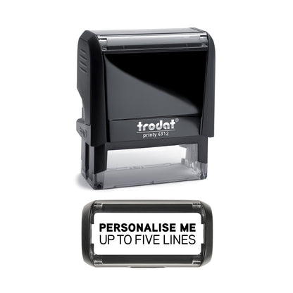 48 x 18mm - Custom Made Self - Inking Rubber Stamp - Up to 5 Lines of Personalised Text
