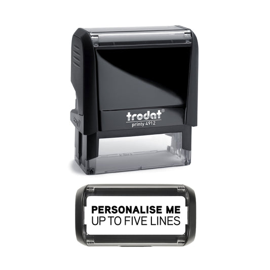 48 x 18mm - Custom Made Self - Inking Rubber Stamp - Up to 5 Lines of Personalised Text