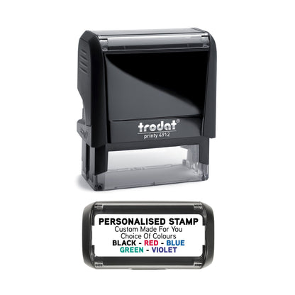 48 x 18mm - Custom Made Self - Inking Rubber Stamp - Up to 5 Lines of Personalised Text