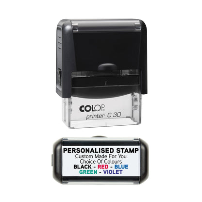 48 x 18mm - Custom Made Self - Inking Rubber Stamp - Up to 5 Lines of Personalised Text
