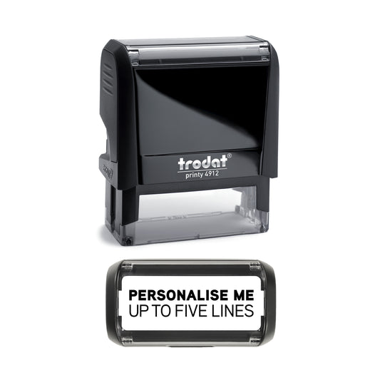 48 x 18mm - Custom Made Self-Inking Rubber Stamp - Up to 5 Lines of Personalised Text