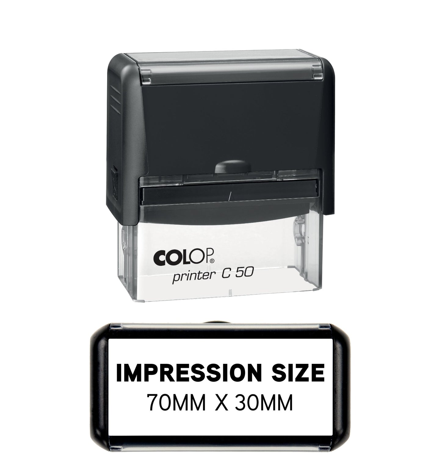 70 x 30mm - Custom Made Self - Inking Rubber Stamp - Up to 6 Lines of Personalised Text