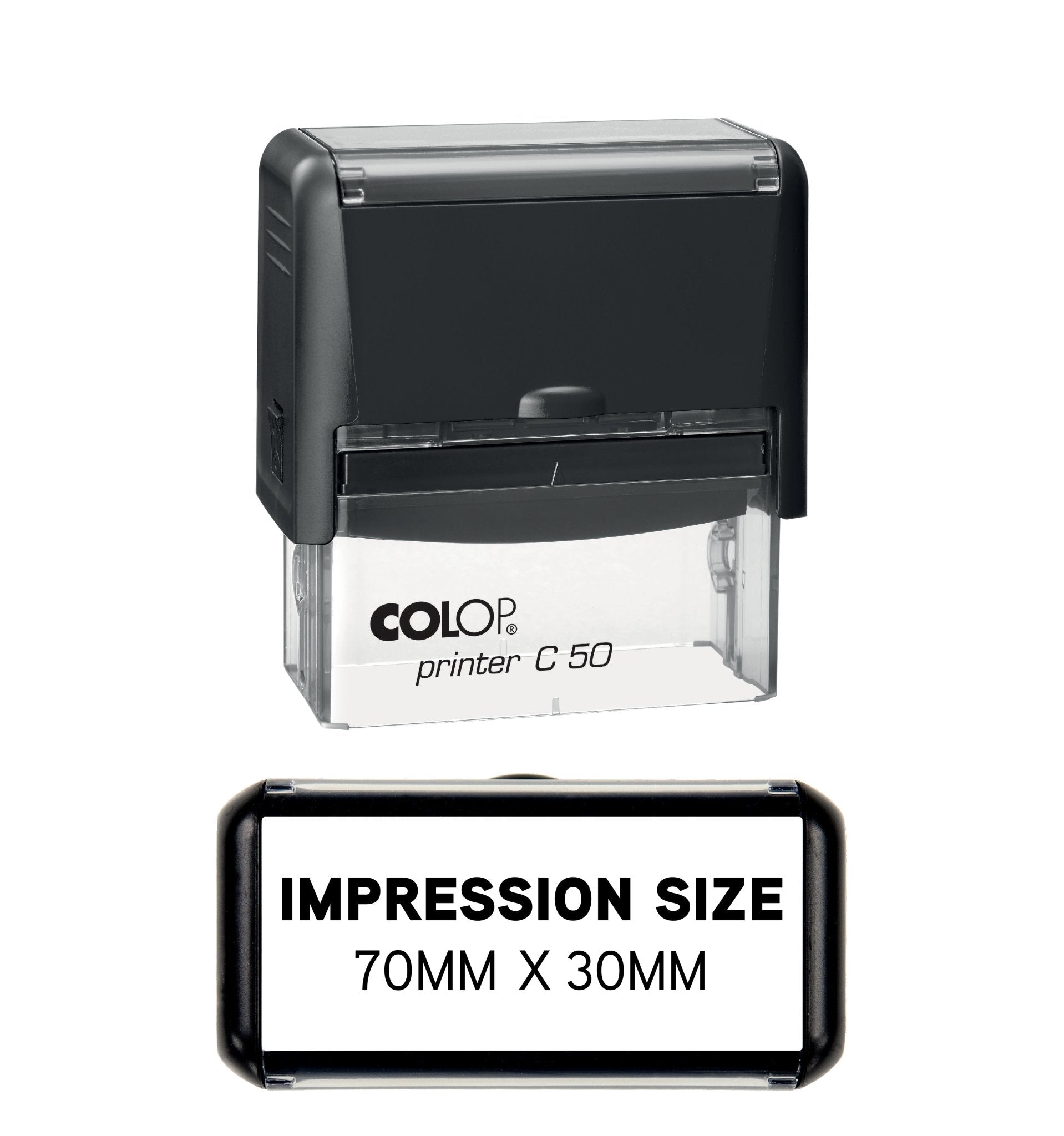 70 x 30mm - Custom Made Self - Inking Rubber Stamp - Up to 6 Lines of Personalised Text