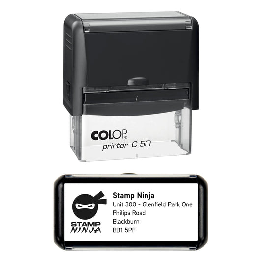 70 x 30mm Personalised Text & Logo Self-Inking Stamp