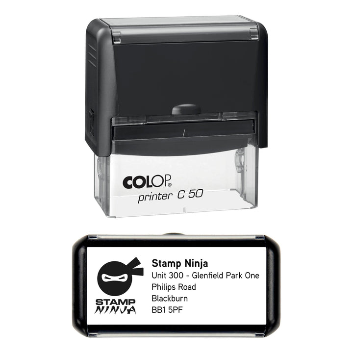 70 x 30mm Personalised Text & Logo Self-Inking Stamp