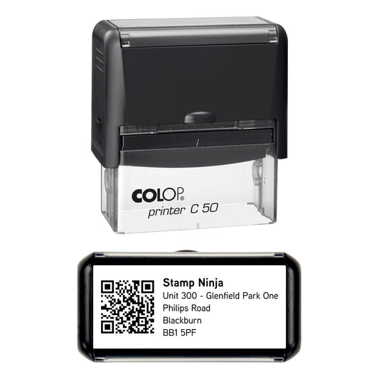 70 x 30mm Personalised Text & QR Code Self-Inking Stamp