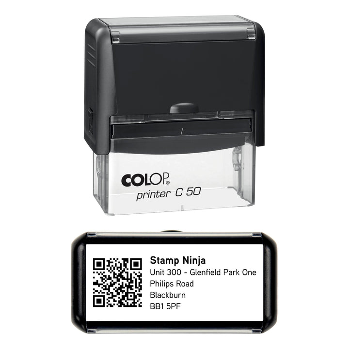 70 x 30mm Personalised Text & QR Code Self-Inking Stamp