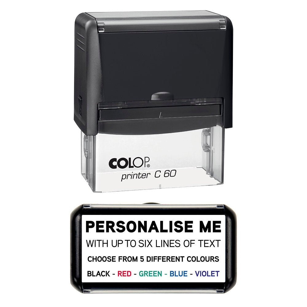 77 x 36mm - Custom Made Self - Inking Rubber Stamp - Up to 6 Lines of Personalised Text