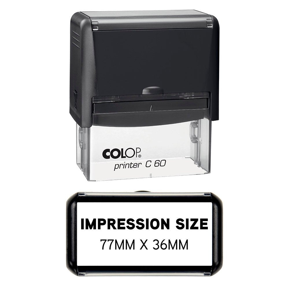 77 x 36mm - Custom Made Self - Inking Rubber Stamp - Up to 6 Lines of Personalised Text