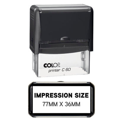 77 x 36mm - Custom Made Self - Inking Rubber Stamp - Up to 6 Lines of Personalised Text