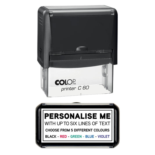 77 x 36mm - Custom Made Self-Inking Rubber Stamp - With Border