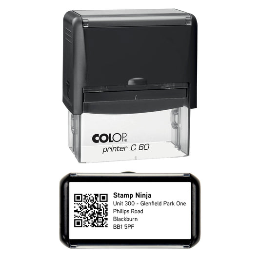 77 x 36mm Personalised Text & QR Code Self-Inking Stamp