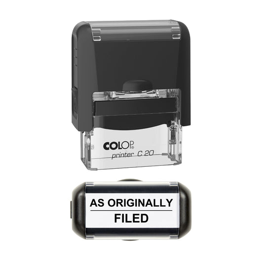 As Originally Filed Stamp, 37 x 12mm, COLOP C20