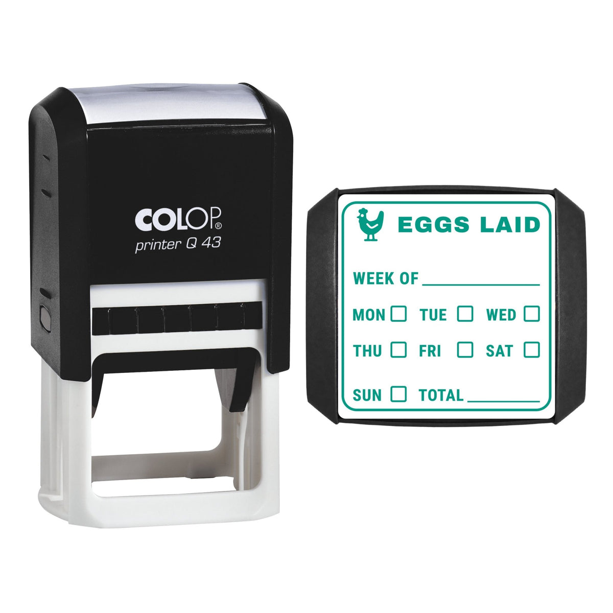 Back Garden Hens Egg Tally Stamp, 43 x 43mm, COLOP Q43