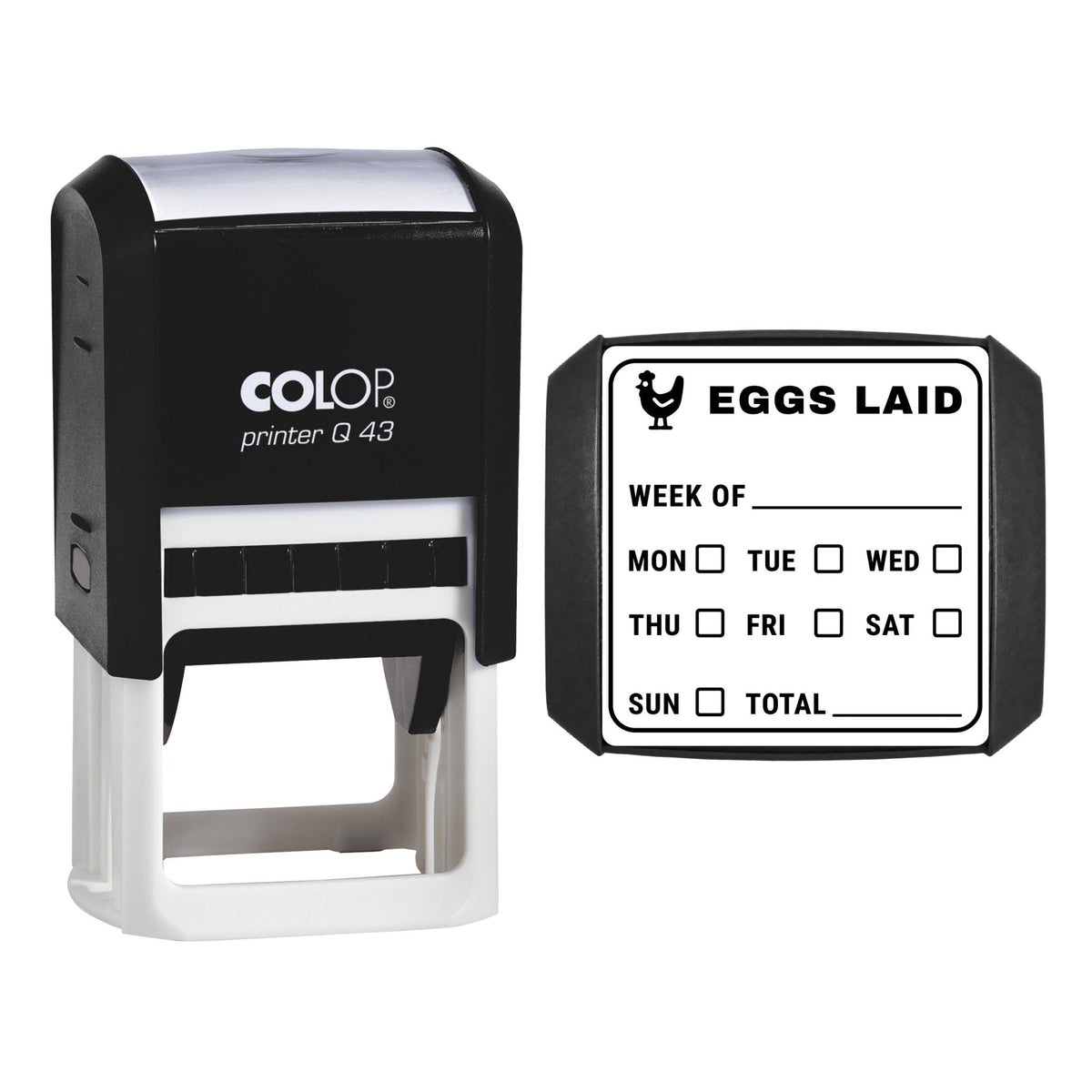 Back Garden Hens Egg Tally Stamp, 43 x 43mm, COLOP Q43