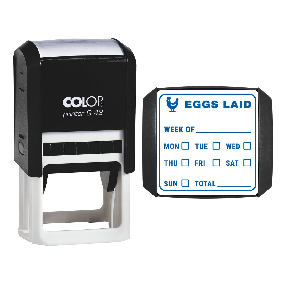 Back Garden Hens Egg Tally Stamp, 43 x 43mm, COLOP Q43