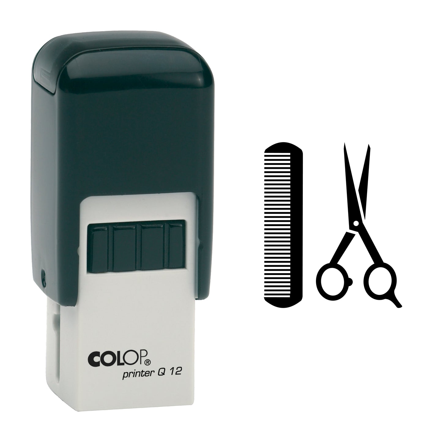 Comb & Scissors - Barbers Loyalty Card Rubber Stamp - 11mm x 11mm Impression