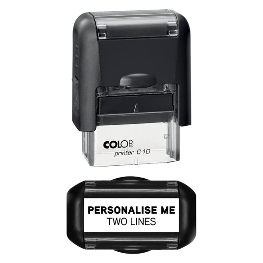 26 x 9mm - Custom Made Self-Inking Rubber Stamp - Up to 2 Lines of Personalised Text