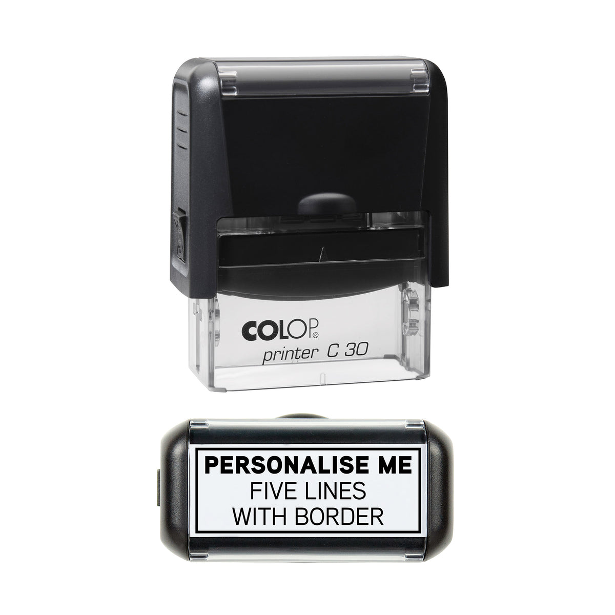 48 x 18mm - Custom Made Self-Inking Rubber Stamp - With Border - Up to 5 Lines of Personalised Text