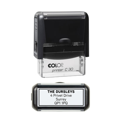 48 x 18mm - Custom Made Self-Inking Rubber Stamp - With Border - Up to 5 Lines of Personalised Text