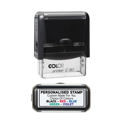 48 x 18mm - Custom Made Self-Inking Rubber Stamp - With Border - Up to 5 Lines of Personalised Text