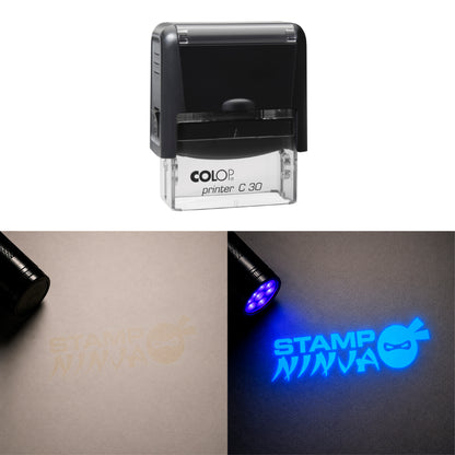 UV Security Stamp with Invisible UV Ink | Custom Personalised Stamp for Asset Marking, Property Identification, Anti-Theft Security & Document Verification | COLOP Printer C30