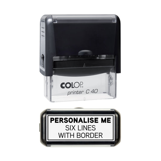 58 x 22mm - Custom Made Self-Inking Rubber Stamp - With Border