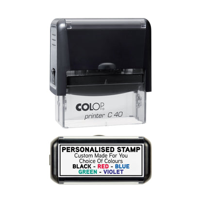58 x 22mm - Premium Personalised Custom Made Self-Inking Rubber Stamp - With Border