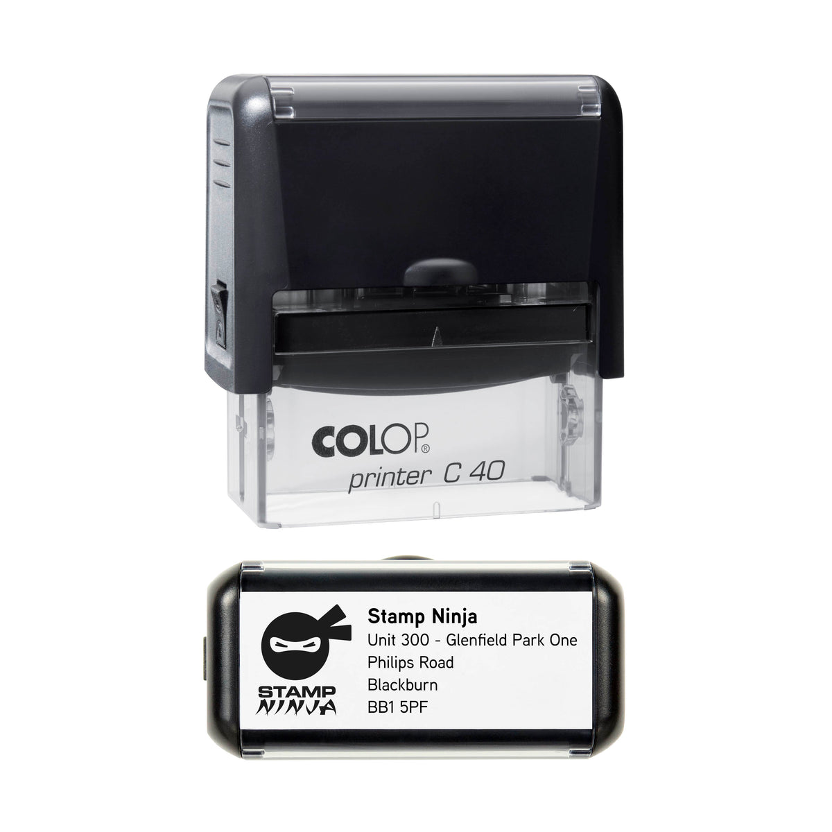 58 x 22 mm Personalised Text & Logo Self-Inking Stamp