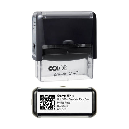 58 x 22 mm Personalised Text & QR Code Self-Inking Stamp