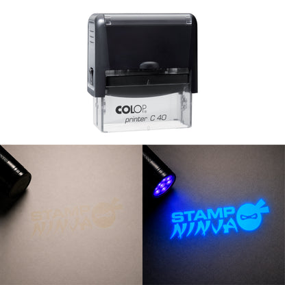 UV Security Stamp with Invisible UV Ink | Custom Personalised Stamp for Asset Marking, Property Identification, Anti-Theft Security & Document Verification | COLOP Printer C40