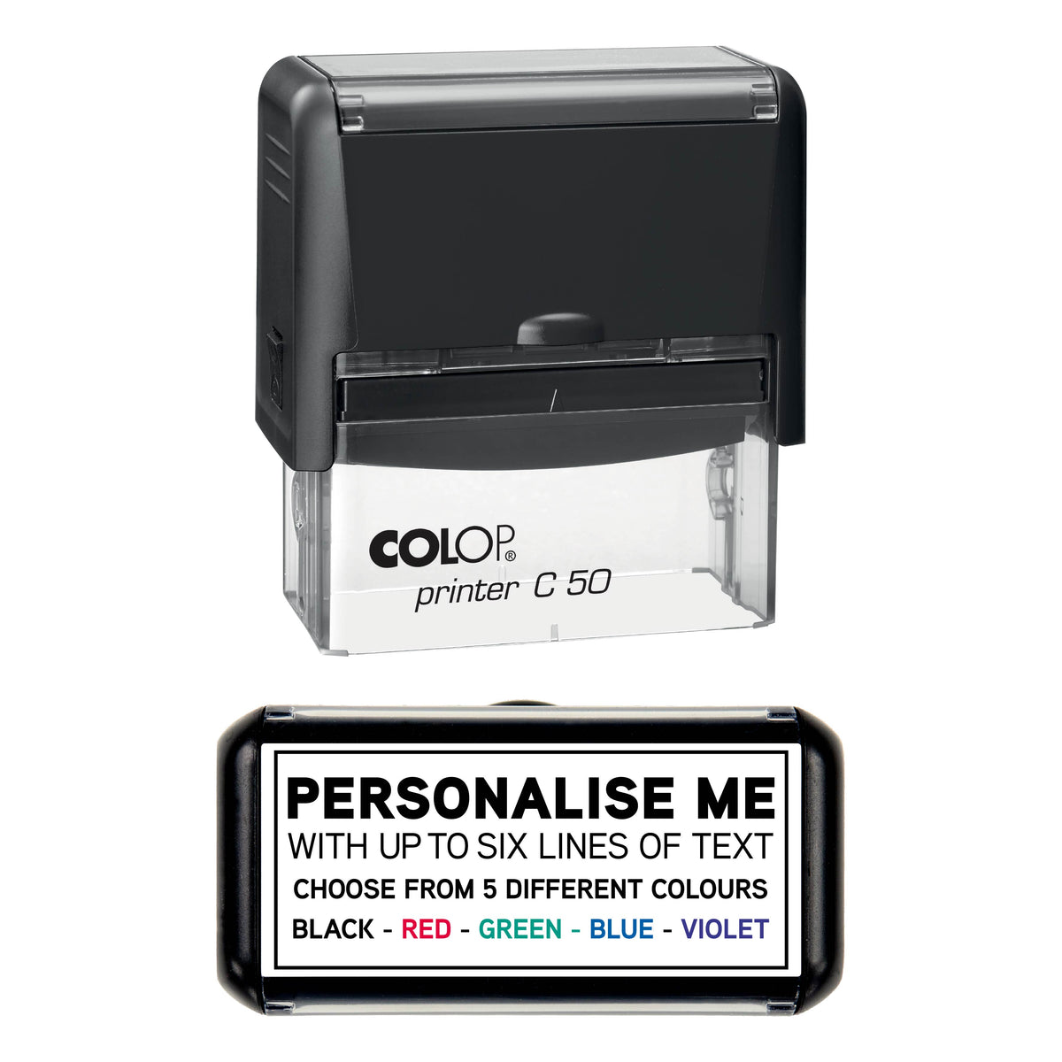 70 x 30mm - Custom Made Self-Inking Rubber Stamp - Up to 6 Lines of Personalised Text With Border