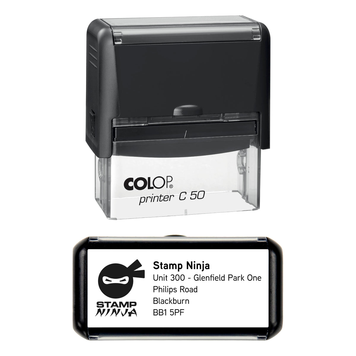 70 x 30mm Personalised Text & Logo Self-Inking Stamp