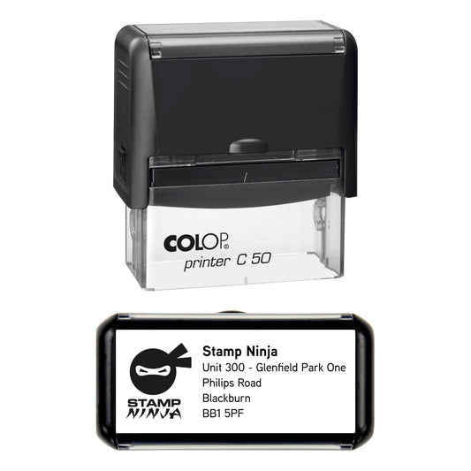 70 x 30mm Personalised Text & Logo Self-Inking Stamp