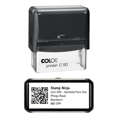 70 x 30mm Personalised Text & QR Code Self-Inking Stamp