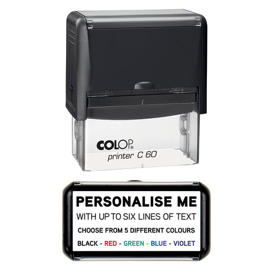 77 x 36mm - Custom Made Self-Inking Rubber Stamp - Up to 6 Lines of Personalised Text