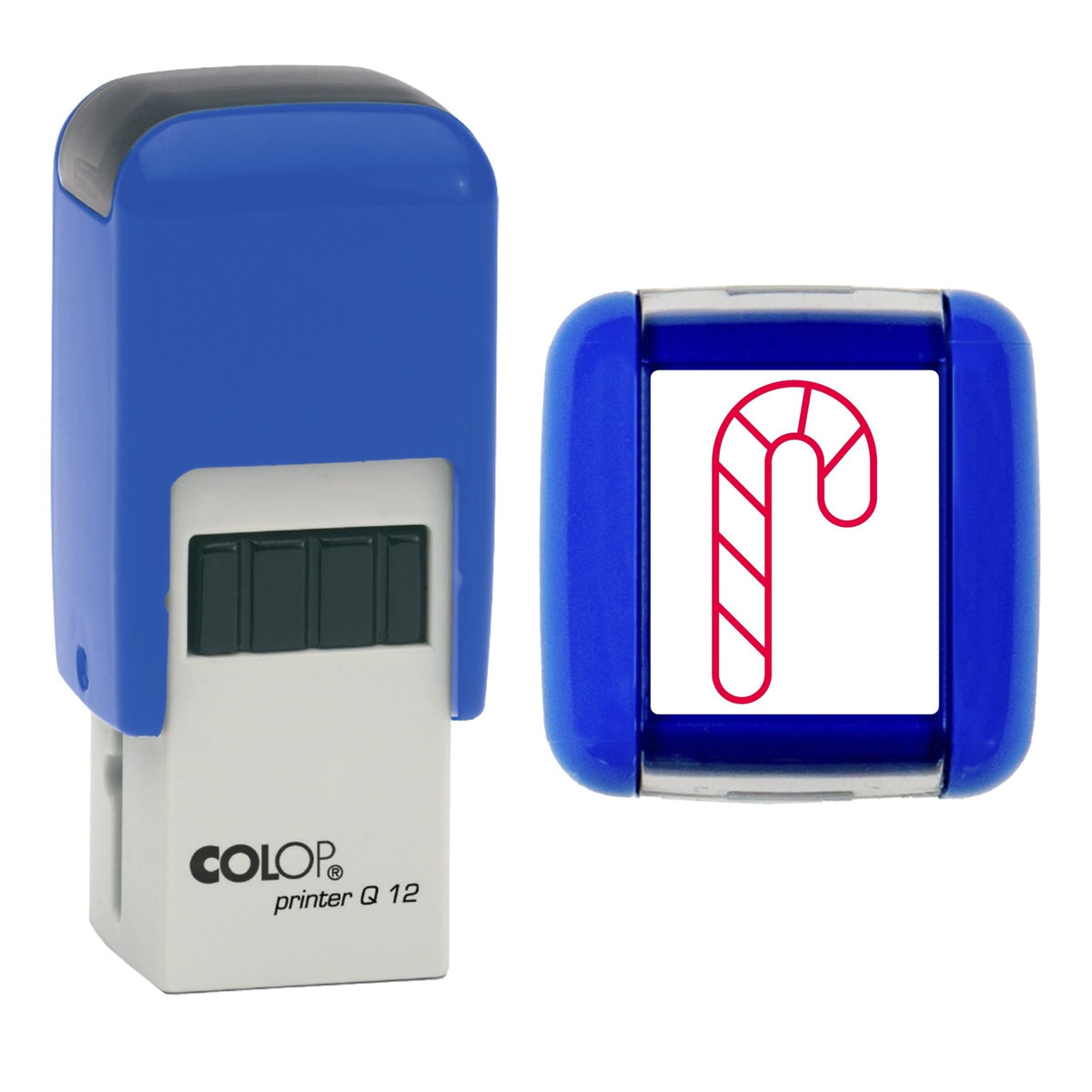 Candy Cane - Christmas Loyalty Card Rubber Stamp - Loyalty Card Self-Inking Stamp - COLOP Q12 - 12 x 12mm
