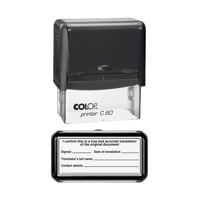 Certified Translation True and Accurate Translation Stamp, 77 x 36mm, COLOP C60