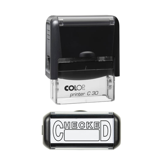 Checked Rubber Stamp - 45mm x 18mm Impression