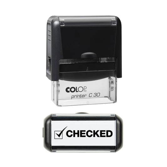 Checked Rubber Stamp - 45mm x 18mm Impression