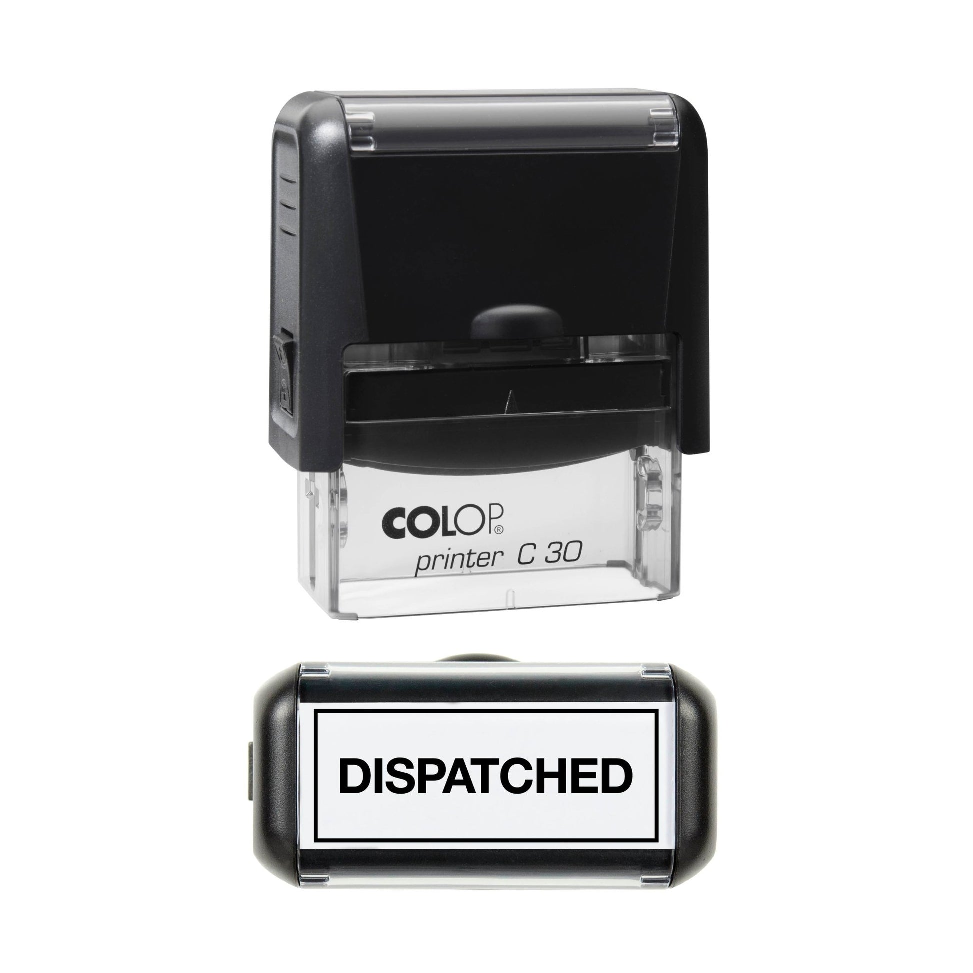 Dispatched With Border - Rubber Stamp - 45mm x 18mm Impression