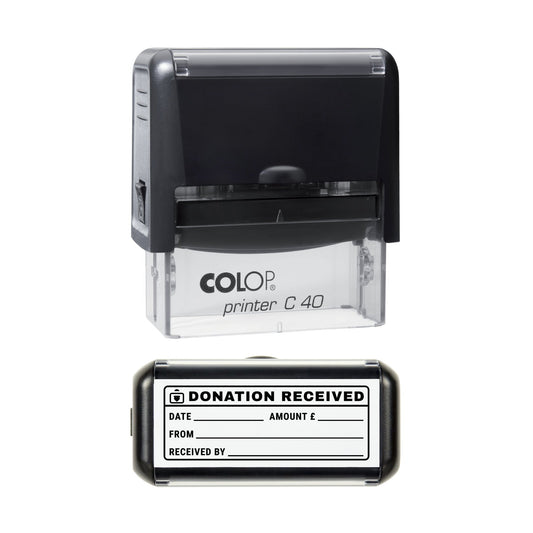 Donation Received Stamp, 58 x 22mm, COLOP C40